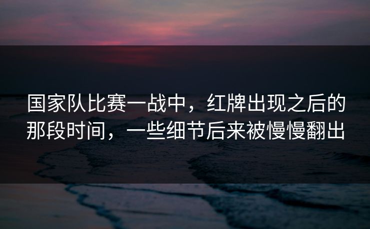 国家队比赛一战中，红牌出现之后的那段时间，一些细节后来被慢慢翻出